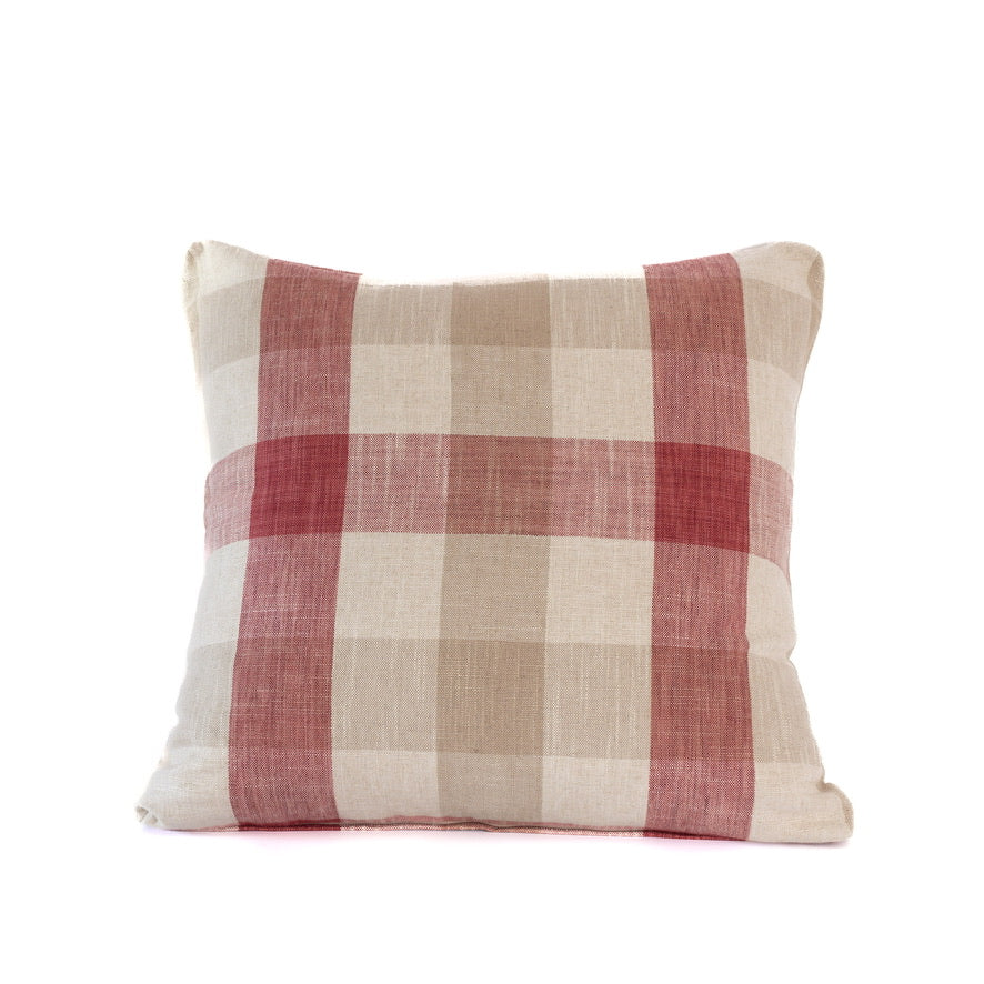 Raspberry Check Cushion