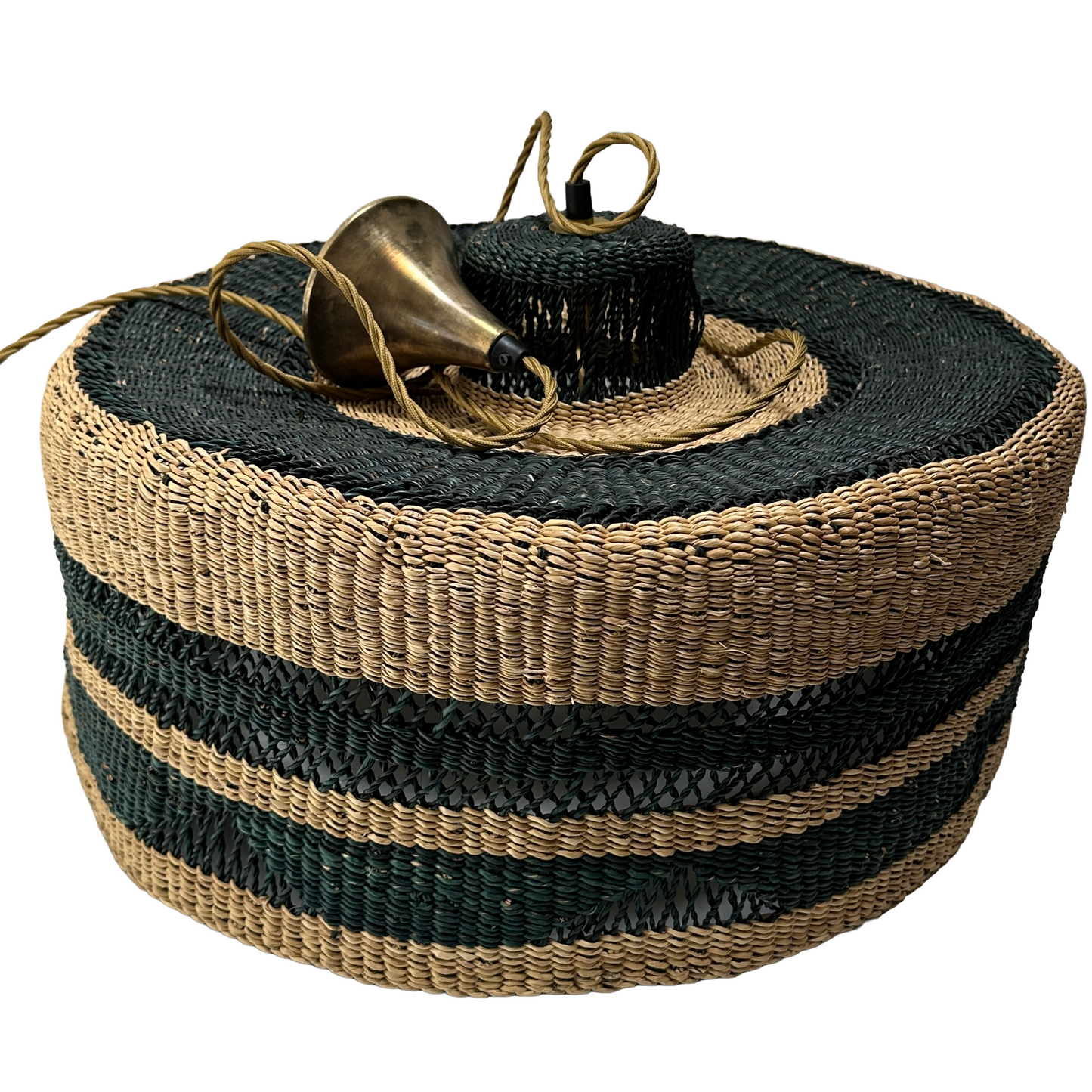 African Woven Hanging Lights with Brass fittings