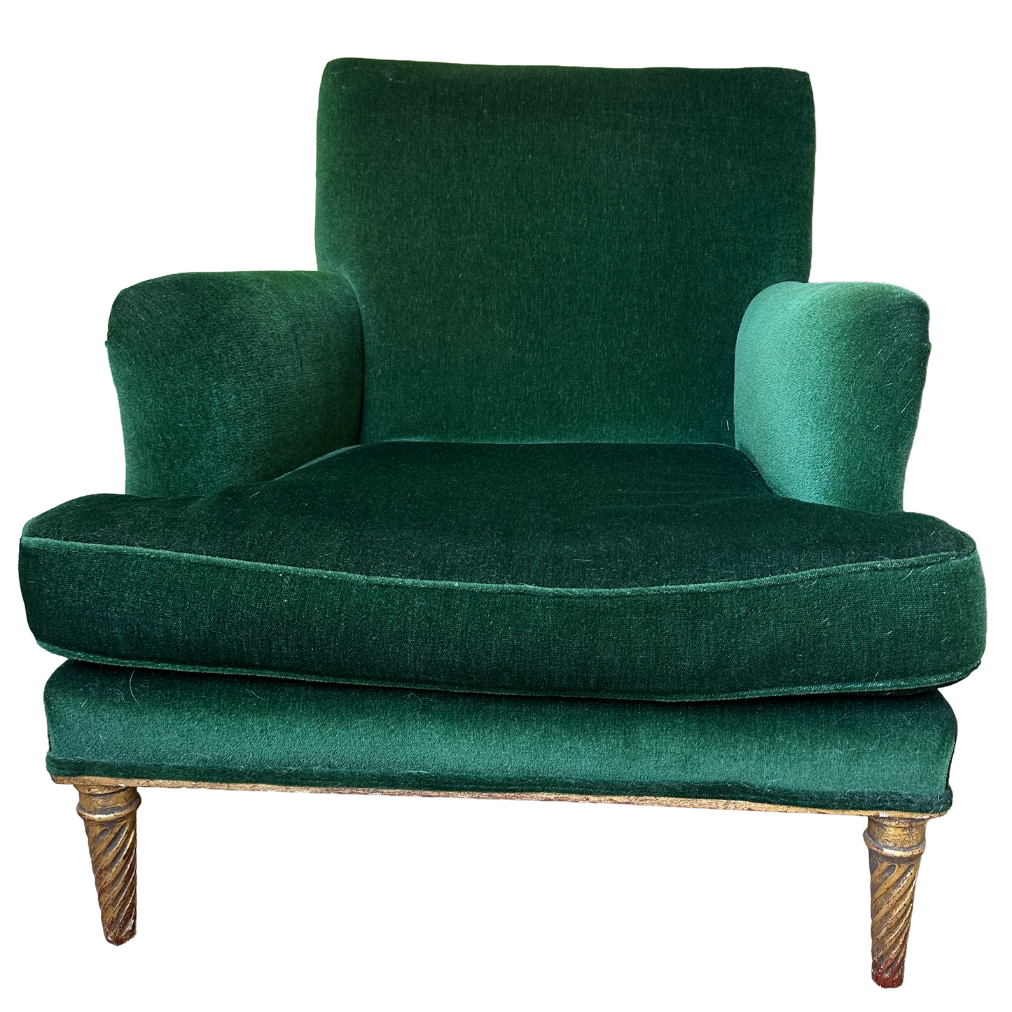 Vintage Mohair Velvet Armchair with Giltwood Legs