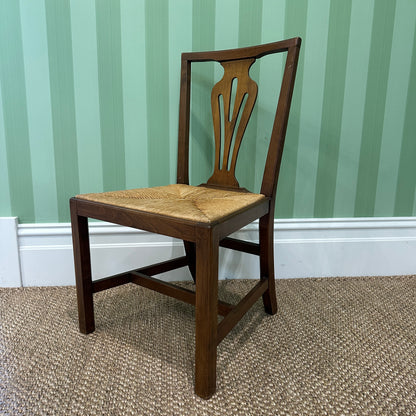 Vintage Chippendale Style Dining Chair with Rush Seat