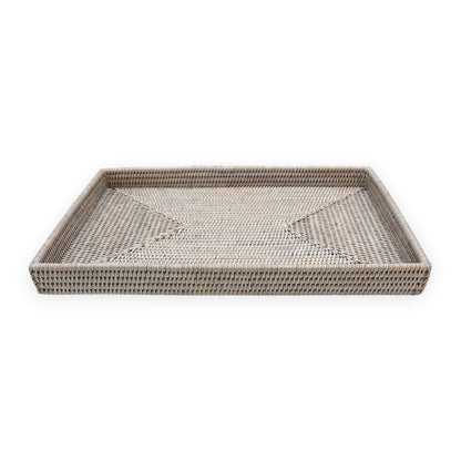 Rattan Rectangular Flat Tray - Large