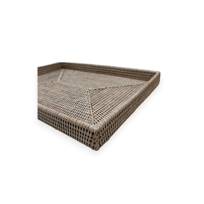 Rattan Rectangular Flat Tray - Large
