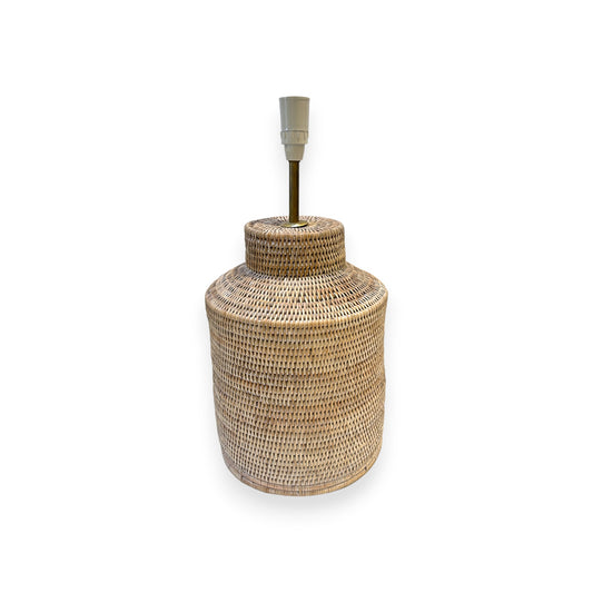 White Washed Rattan Lamp Medium
