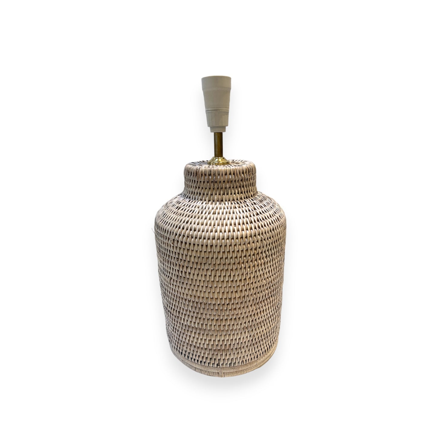White Washed Rattan Lamp Medium