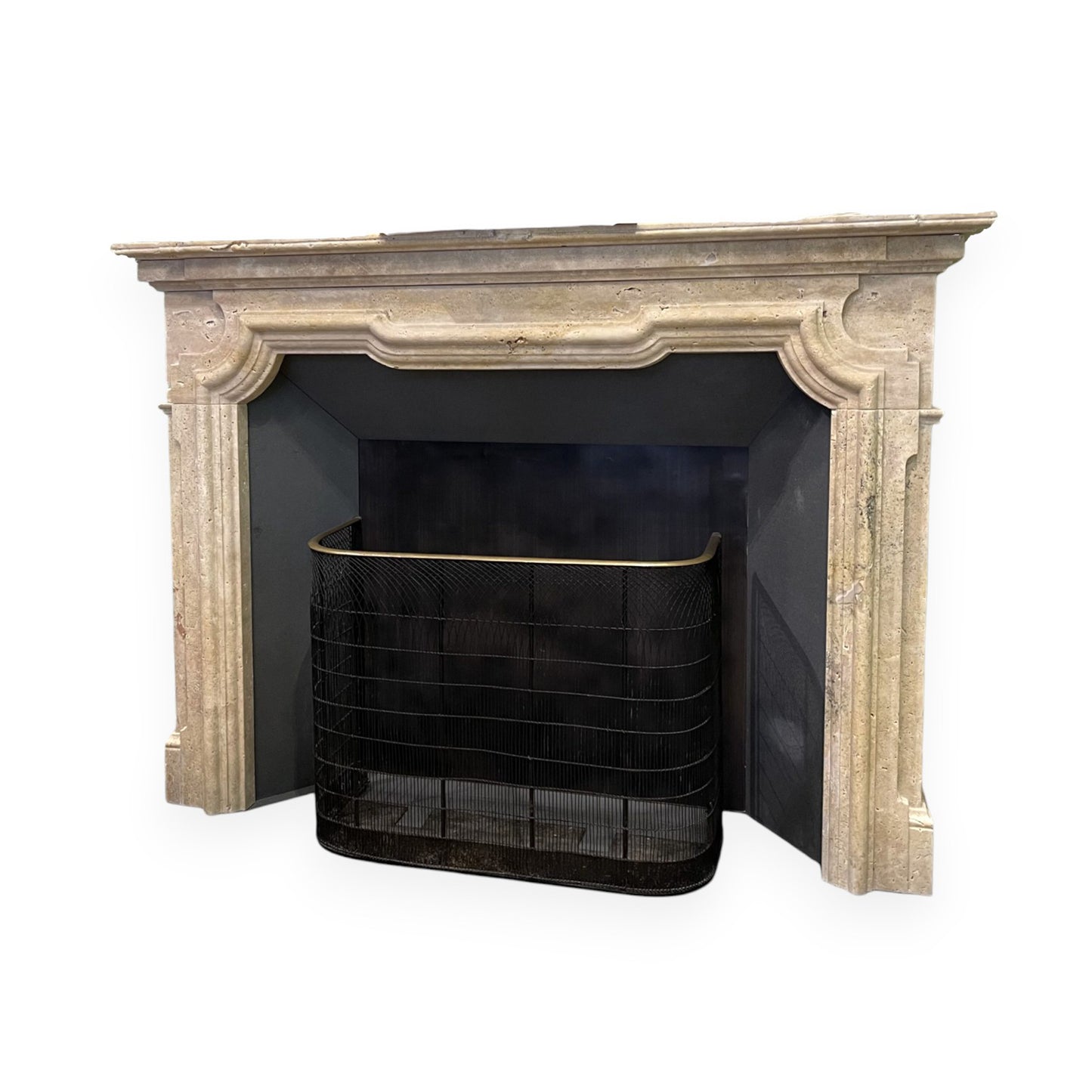 Louis XIV Travertine Fireplace
