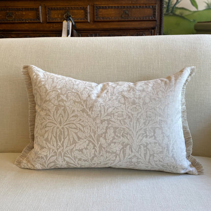 Morris Floral Cushion with Brush Fringe