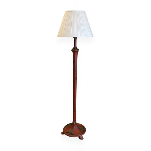 Red Chinoiserie Floor Lamp