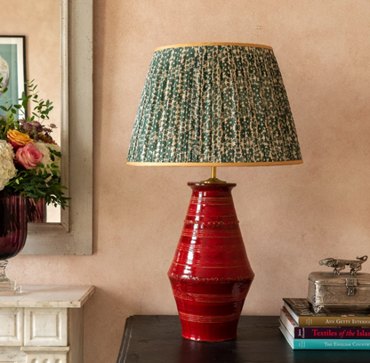 Red Ribbed Vase Ceramic Lamp Base