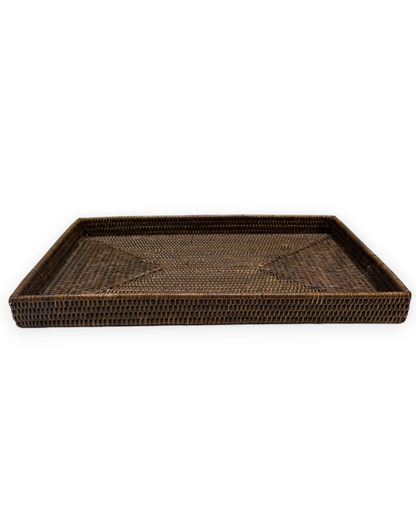 Rattan Rectangular Flat Tray - Large