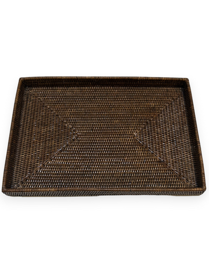 Rattan Rectangular Flat Tray - Large