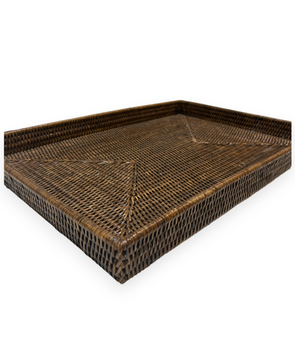 Rattan Rectangular Flat Tray - Large