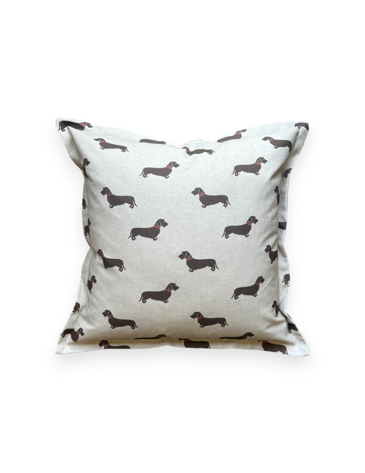 Dachshund Cushion with Pink Collar