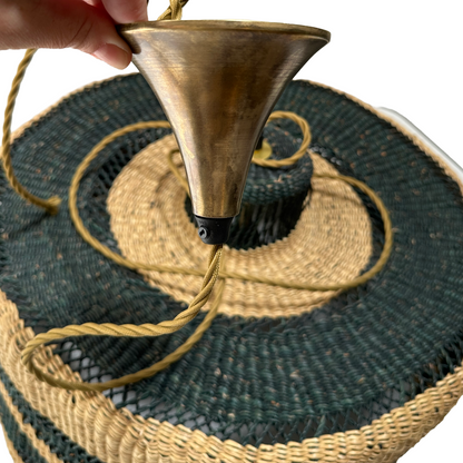 African Woven Hanging Lights with Brass fittings