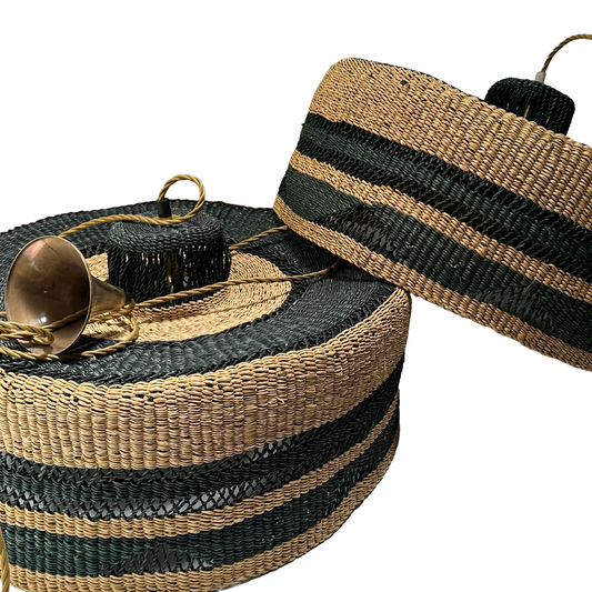 African Woven Hanging Lights with Brass fittings