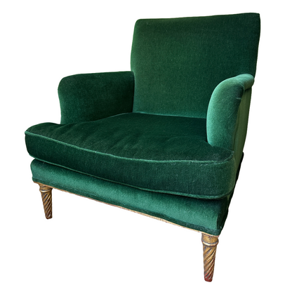 Vintage Mohair Velvet Armchair with Giltwood Legs