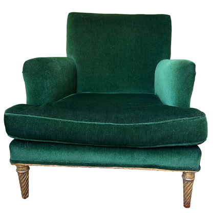 Vintage Mohair Velvet Armchair with Giltwood Legs