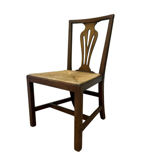 Vintage Chippendale Style Dining Chair with Rush Seat