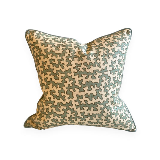 Aqua Squiggle Cushion with Aqua Piping