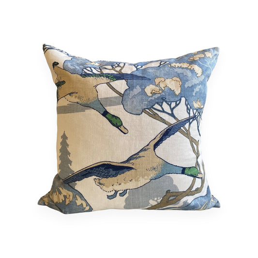 Blue Flying Duck Cushion - Large