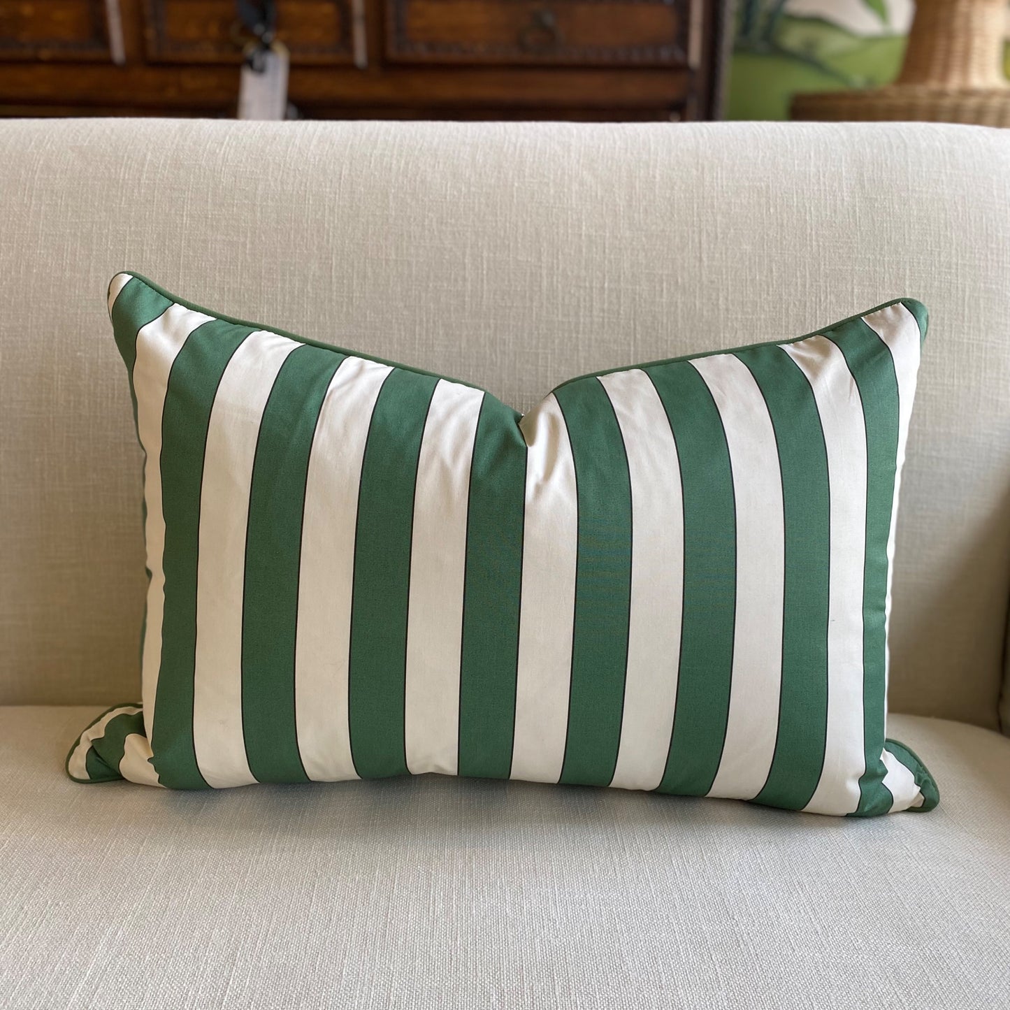 Green & White Stripe Cushion