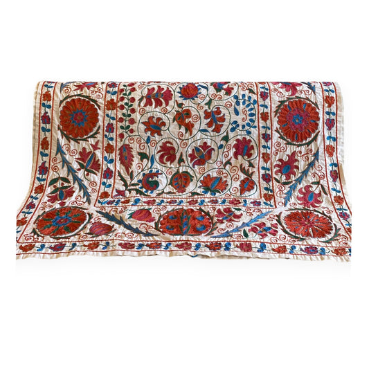 Orange & Aqua Floral Handmade Suzani